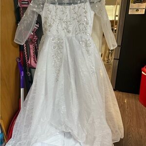 Elegant White Floral Embellished Dress